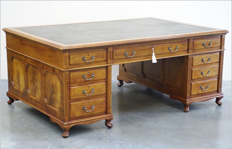 1019 Antique Large Mahogany Partners Desk (3)